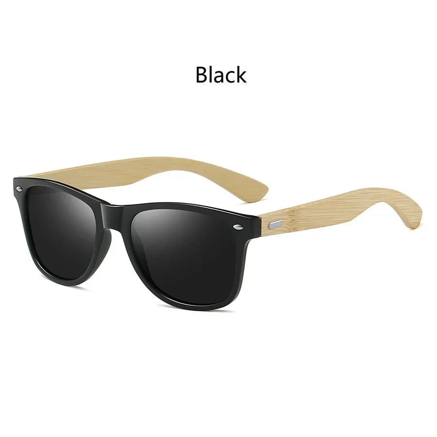 Gafas de Sol Cuadradas Bambú Vintage | Hombre Mujer Estilo Lujo UV400