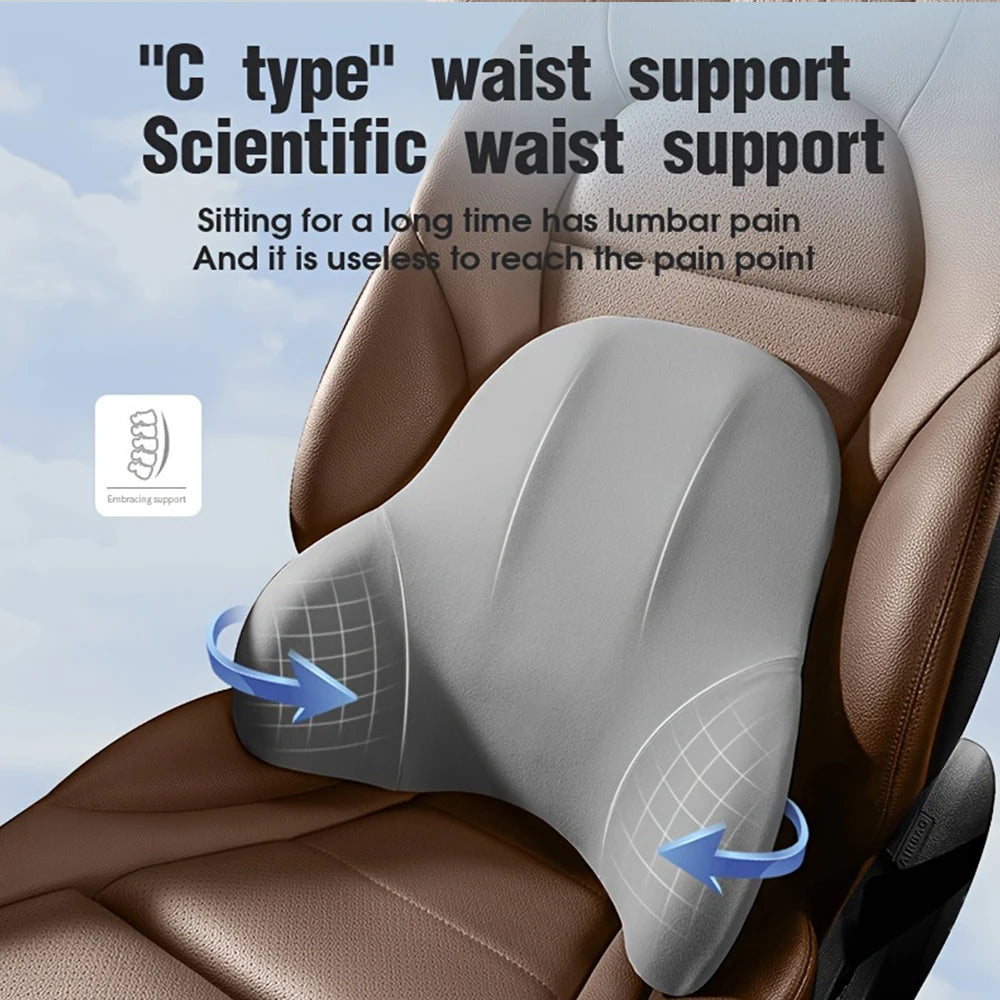 Cojín Ergonómico para Coche con Espuma Viscoelástica | Almohada de Cuello y Soporte Lumbar Transpirable para Asiento