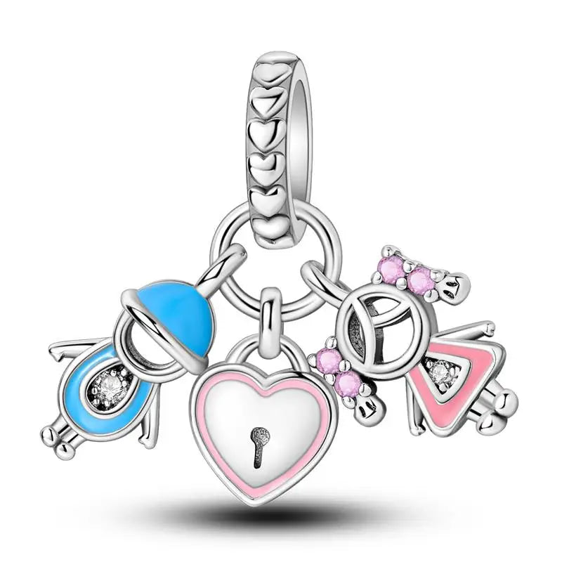 Charm hermana corazón en plata 925 – Compatible Pandora y pulseras 3mm, joyería DIY mujer