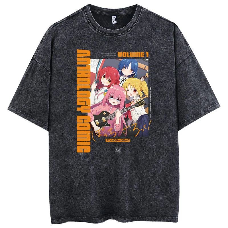 Camiseta Oversized Bocchi Club | Anime Bocchi The Rock Hombre | Algodón Estampada Creativa