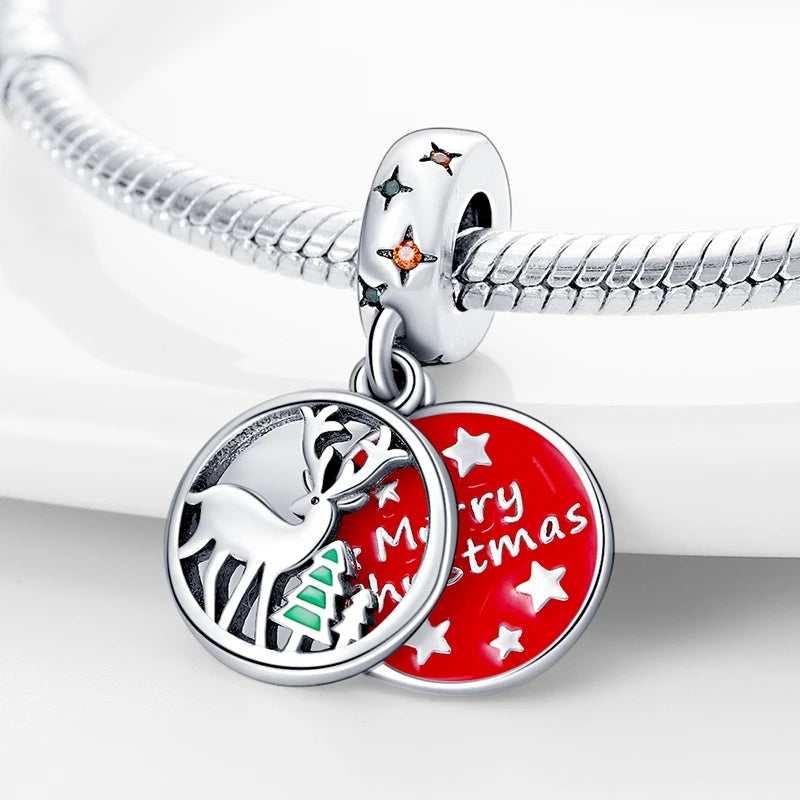 Charm Navideño Disney en Plata 925 – Abalorios Mickey y Minnie para Pulseras Originales Mujer
