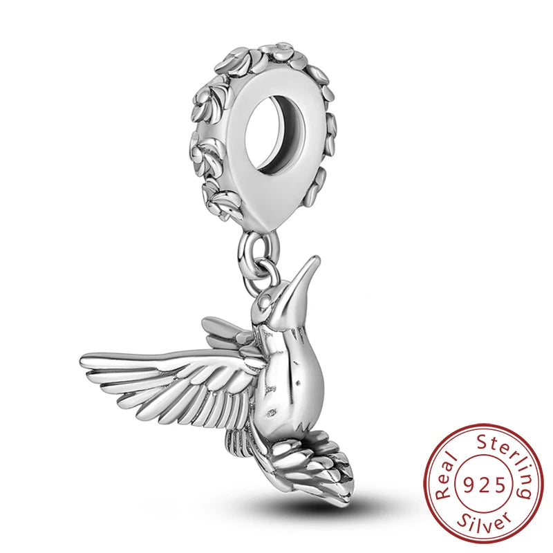 Charm de Plata 925 Luciérnaga y Mariposa Luminoso – Abalorio Brillante para Pulseras Originales