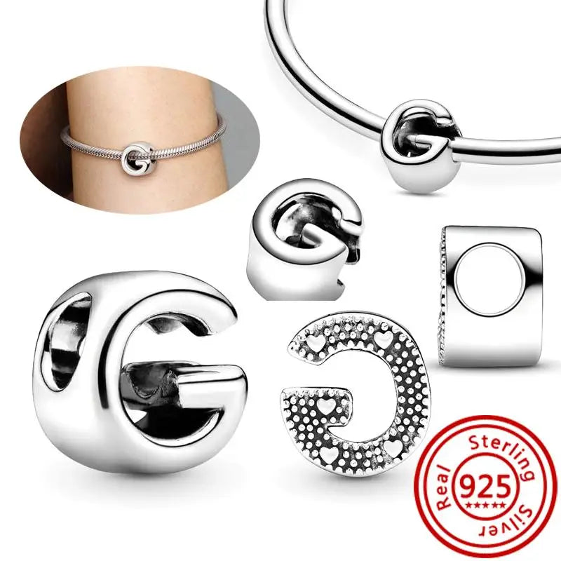 Charm Letras A–Z Plata 925 | Alfabeto Completo | Compatible Pandora Pulseras DIY