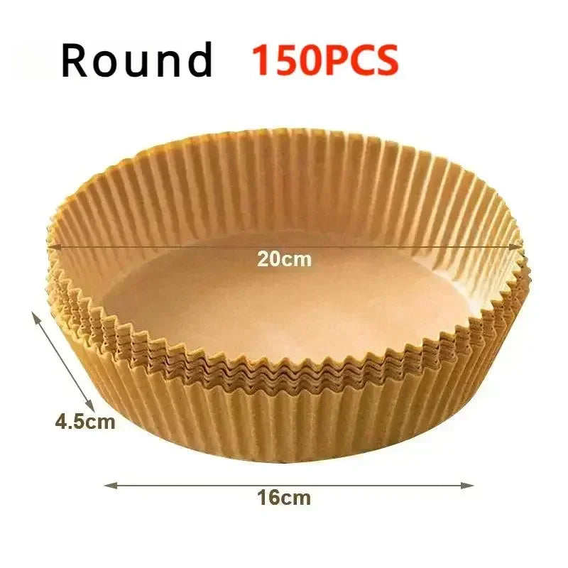 50/100 Pcs Papel para Freidora de Aire 🍴 Desechable Antiadherente con Revestimiento de Silicona | Papel Absorbente de Aceite para Hornear y Cocinar