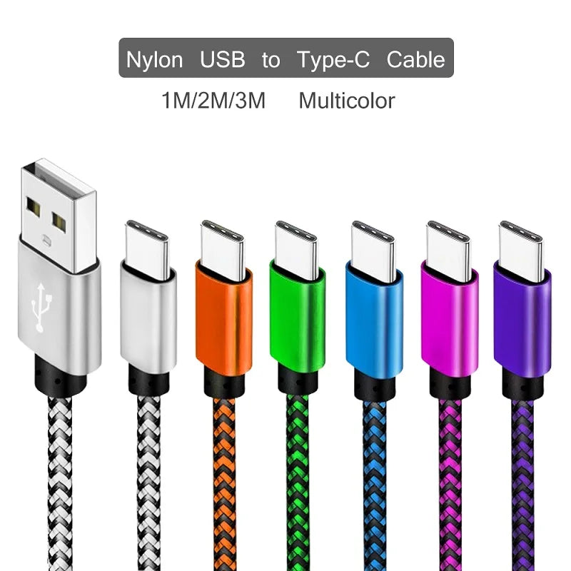 Cable USB-A a Type-C de carga rápida – Nylon trenzado, resistente y compatible con Xiaomi, Samsung, Huawei y Android