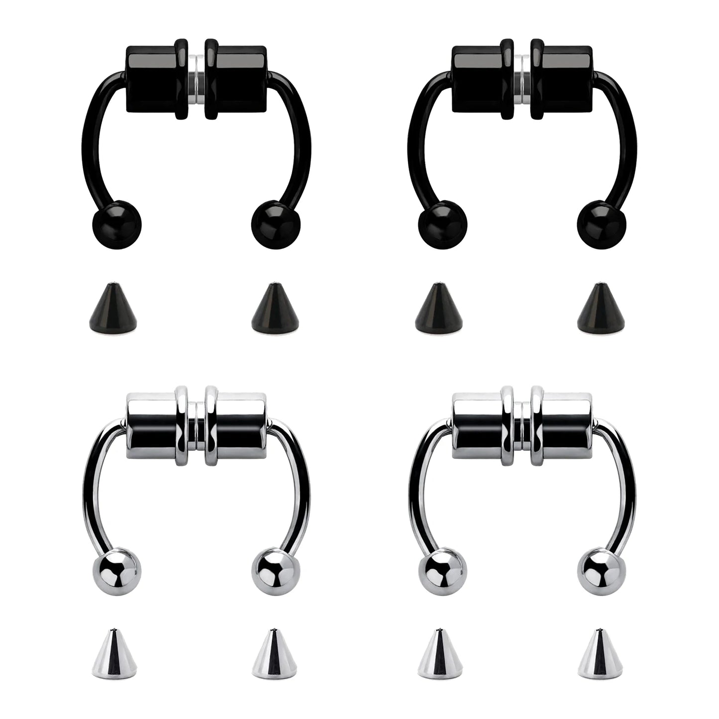 2Pcs or 5Pcs Magnet Nose Ring Stainless Steel Horseshoe Ring Nose Clip Non-pierced Nose Hoop Magnetic Nose Nail piercing nariz