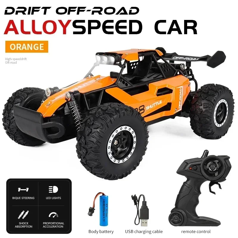 Coche RC 2.4GHz con Luces LED | Auto de Control Remoto 2WD Alta Velocidad Todoterreno para Niños