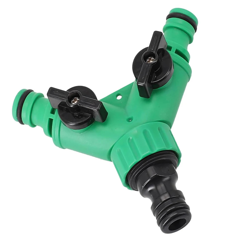 Conector de Manguera en Y con Válvula | Adaptador 2 Vías de Jardín para Grifo y Riego