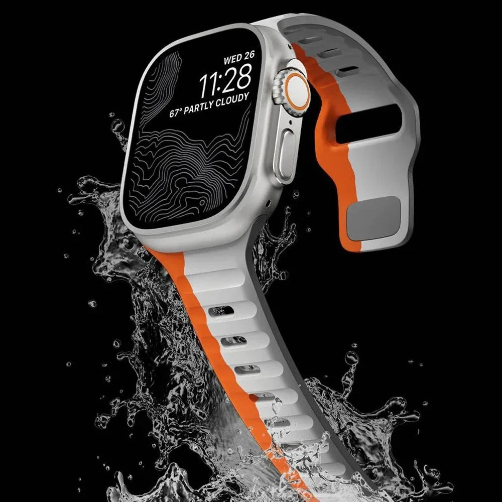 Correa de silicona suave para Apple Watch – Compatible Ultra 49mm y Series 8-3, SE (38mm-45mm)