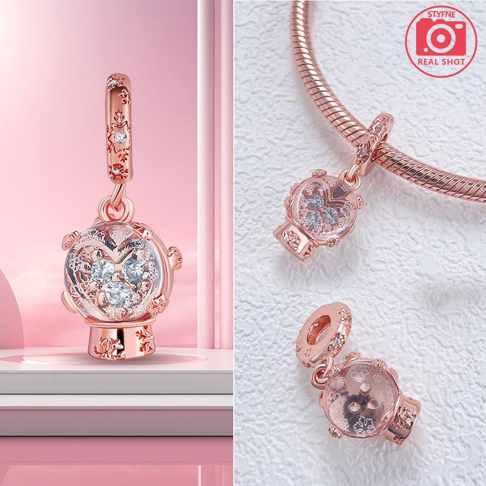Charm Colgante Pareja Plata 925 y Oro Rosa | Compatible Pandora Original | Pulsera o Collar Mujer