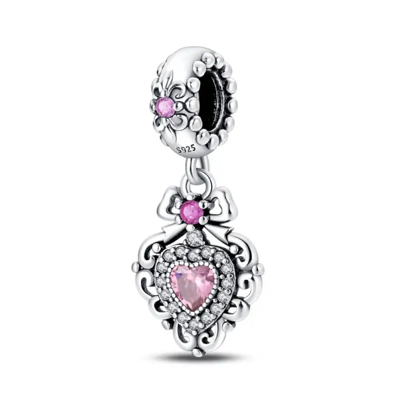 Charm Espejo Mágico Princesa Ángel Rosa en Plata 925 – Beads Compatibles Pandora Mujer Joyería DIY