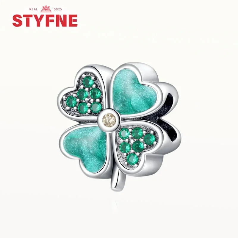 Charm Trébol de Cuatro Hojas en Plata 925 – Abalorios Suerte para Pulseras Originales Mujer