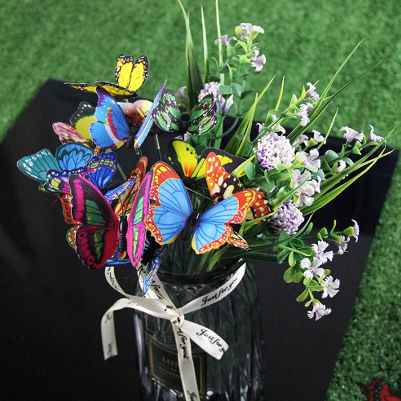 24PCS/10PCS Mariposas Decorativas 3D de PVC – Adorno de Jardín Creativo para Macetas, Flores y Exterior