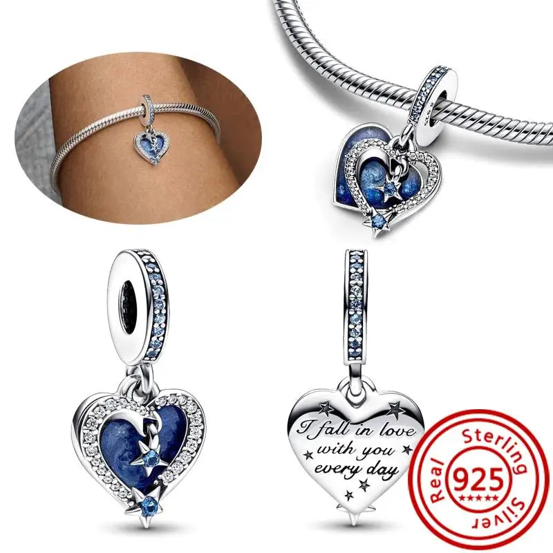 Charm Espacio y Galaxia en Plata 925 – Abalorios Astronauta, Planeta y Estrellas para Pulsera Original Mujer