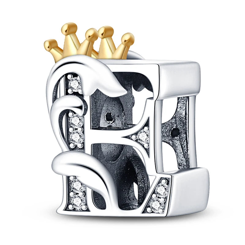 Charm letras alfabeto inglés de plata 925 – Colgante inicial A-Z para pulsera tipo Pandora, joyería DIY personalizada