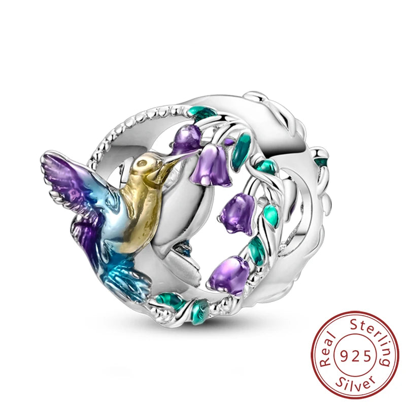 Charm de Plata 925 Luciérnaga y Mariposa Luminoso – Abalorio Brillante para Pulseras Originales