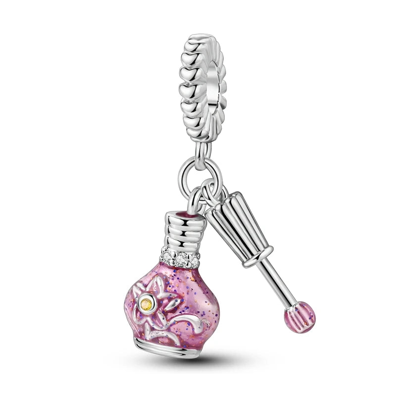 Charm Botella de Perfume en Plata 925 con Corona Rosa – Abalorio Romántico para Pulseras Tipo Qikaola, Regalo San Valentín