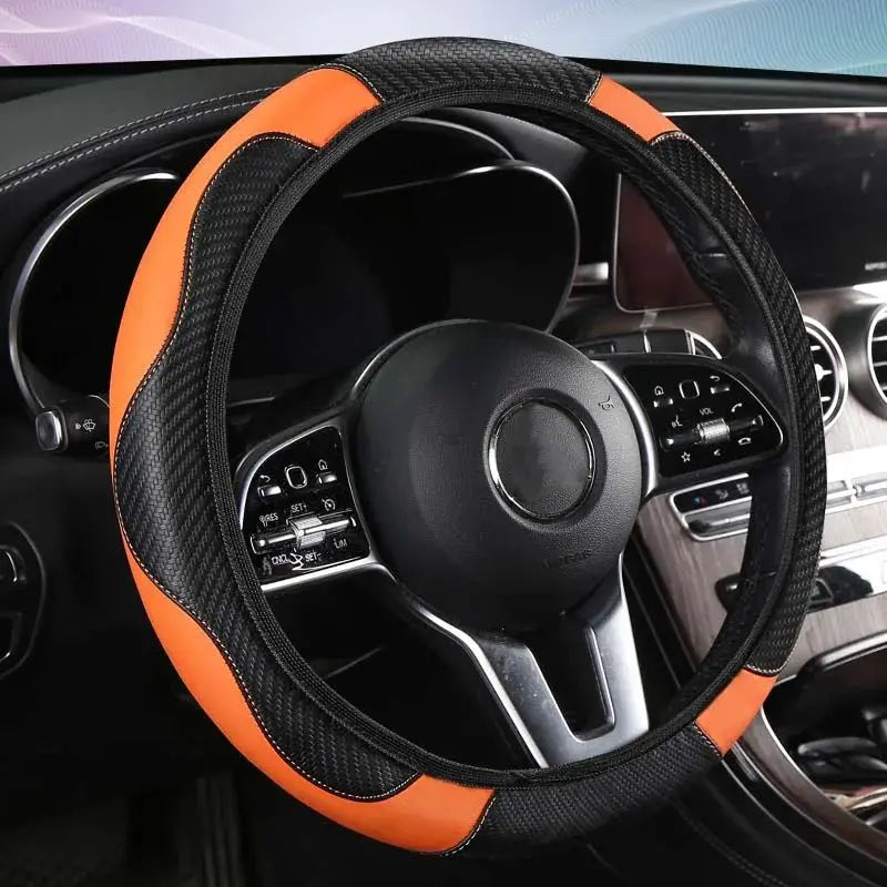 Funda de Volante de Cuero para Auto | Universal, Antideslizante, 4 Estaciones