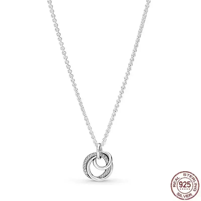 Collar colgante corazón redondo plata 925 – Dije clásico brillante compatible Pandora