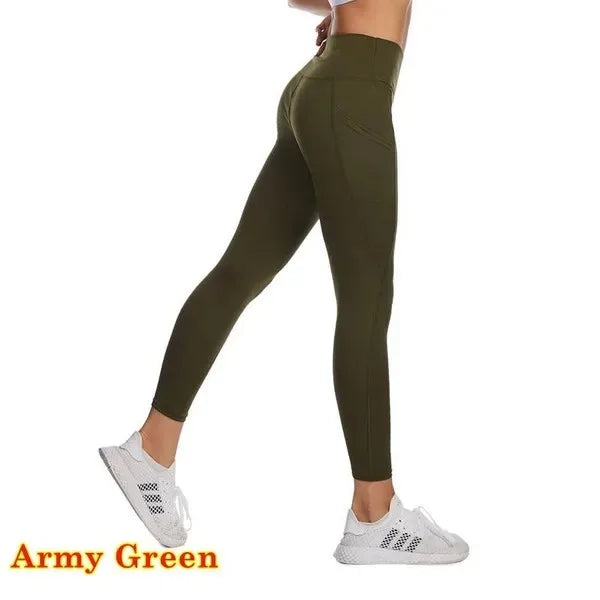 Leggings Deportivos Mujer Cintura Alta | Mallas Yoga Push Up con Bolsillo y Control Abdomen