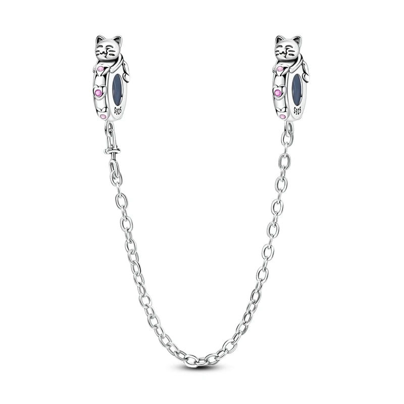 Charm de Plata 925 – Safety Chain, Avión, Tierra, Cámara y Margarita para Pulsera DIY Mujer