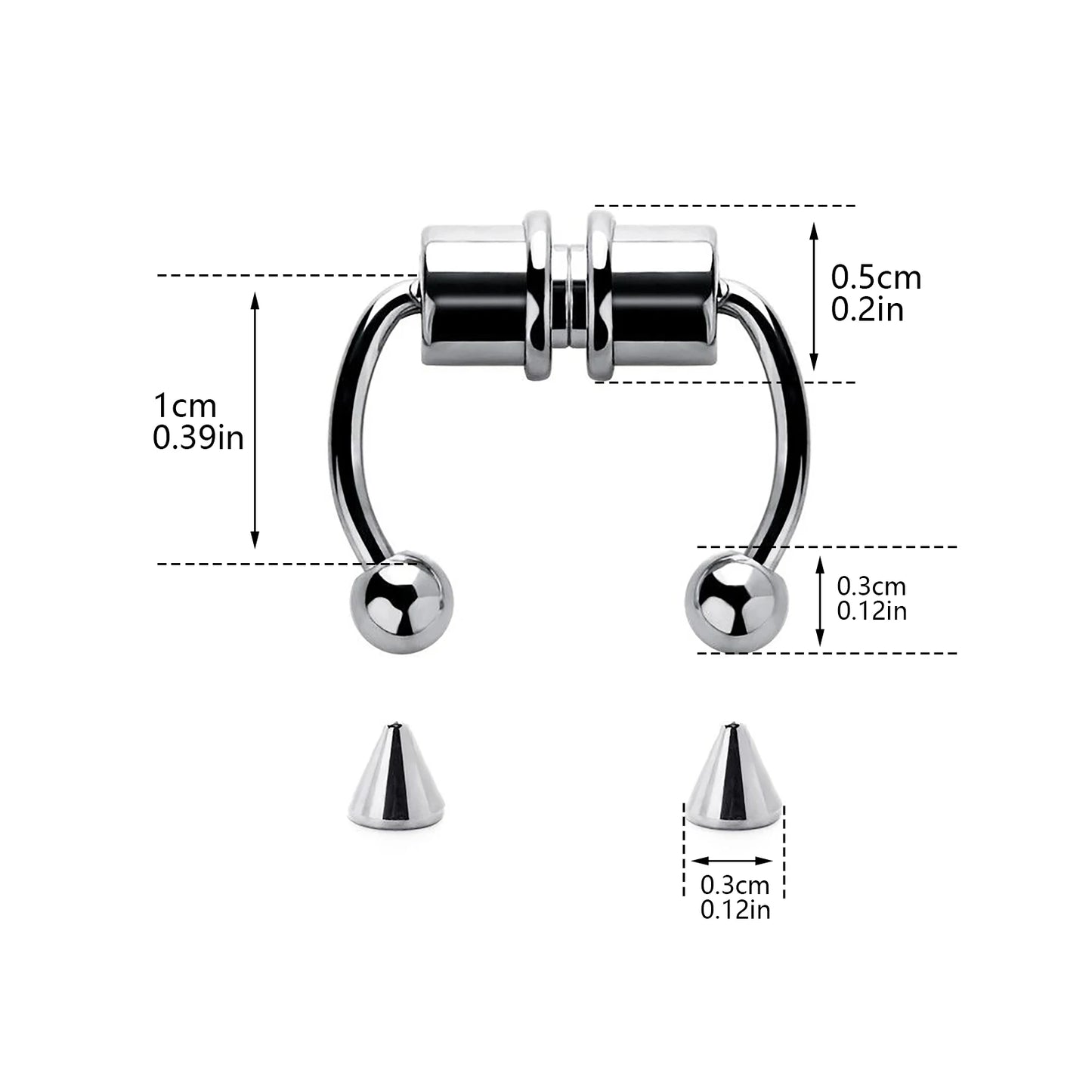 2Pcs or 5Pcs Magnet Nose Ring Stainless Steel Horseshoe Ring Nose Clip Non-pierced Nose Hoop Magnetic Nose Nail piercing nariz
