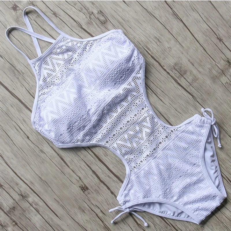 Traje de Baño Entero Mujer 2025 | Sexy Halter Backless Crochet Playa