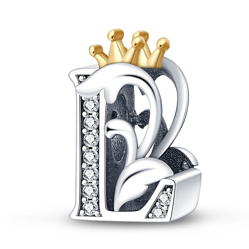 Charm letras alfabeto inglés de plata 925 – Colgante inicial A-Z para pulsera tipo Pandora, joyería DIY personalizada