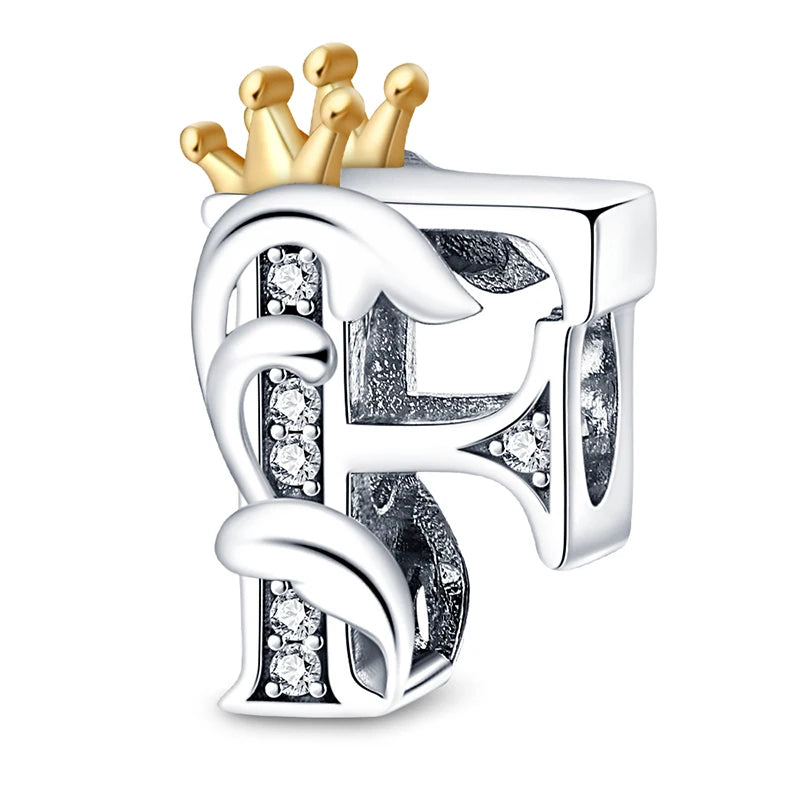 Charm letras alfabeto inglés de plata 925 – Colgante inicial A-Z para pulsera tipo Pandora, joyería DIY personalizada