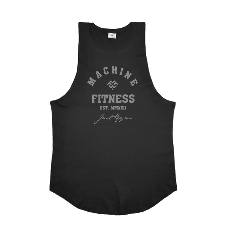 Tank Top "MACHINE FITNESS" para Hombre – Camiseta Sin Mangas de Bodybuilding, Gym y Workout, Algodón y Singlet Muscle