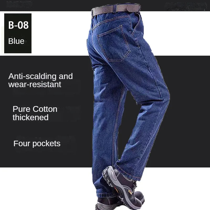Pantalones Overol Hombre Trabajo | Workwear Denim Algodón Grueso Resistente con Bolsillos Múltiples
