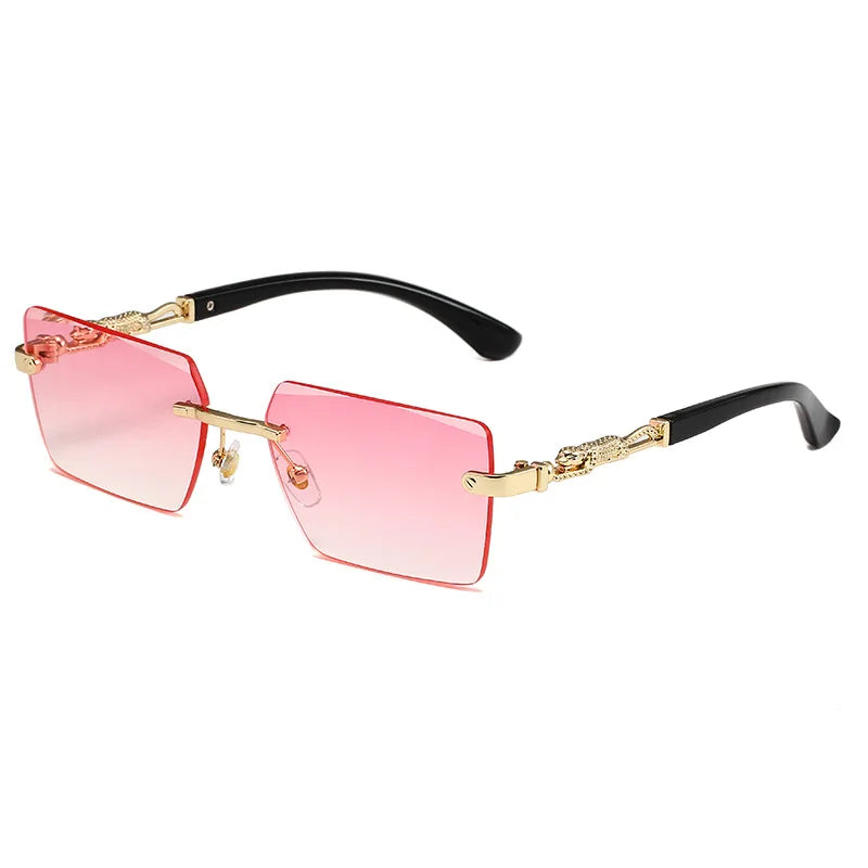 Gafas de Sol Rectangulares Sin Montura Unisex | Fashion Rimless UV400 Retro para Playa, Viajes y Deportes