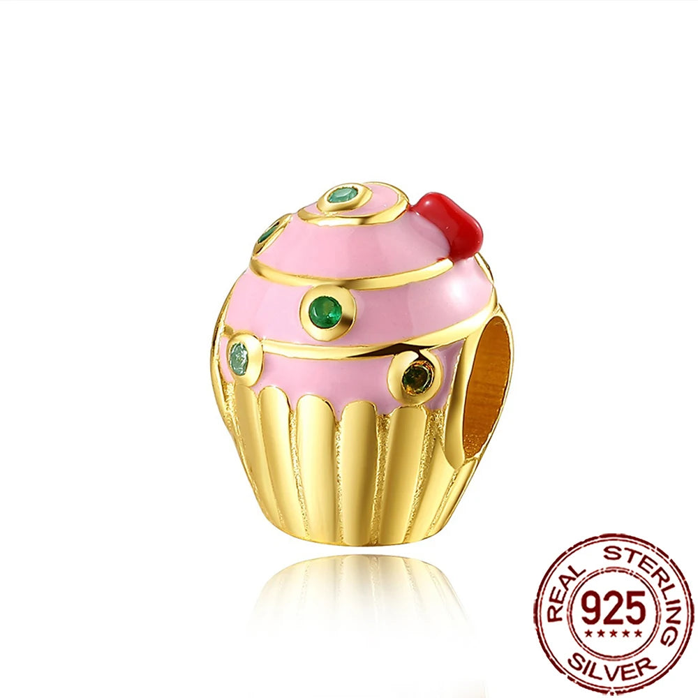 Charm Comida Divertida en Plata 925 – Café, Pastel, Frutas, Hamburguesa y Papas | Compatible Pandora 2025