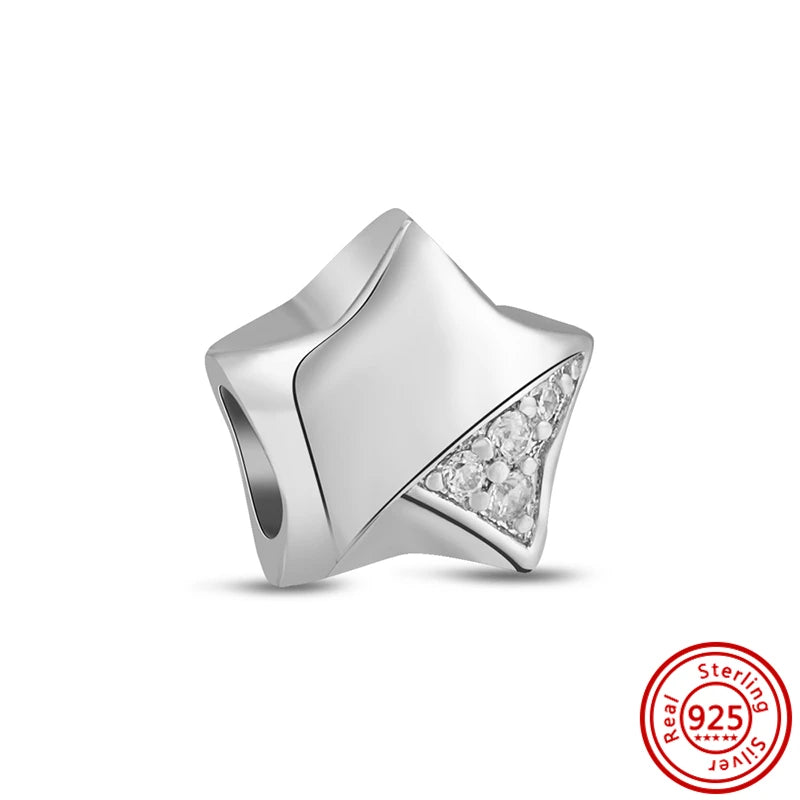 Charm Espacio y Galaxia en Plata 925 – Abalorios Astronauta, Planeta y Estrellas para Pulsera Original Mujer