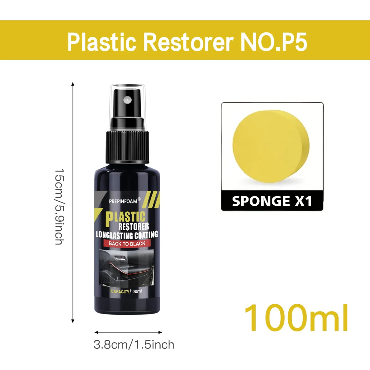 Renovador de Plásticos para Coche | Restaurador Negro Brillante y Protector de Plásticos & Cuero