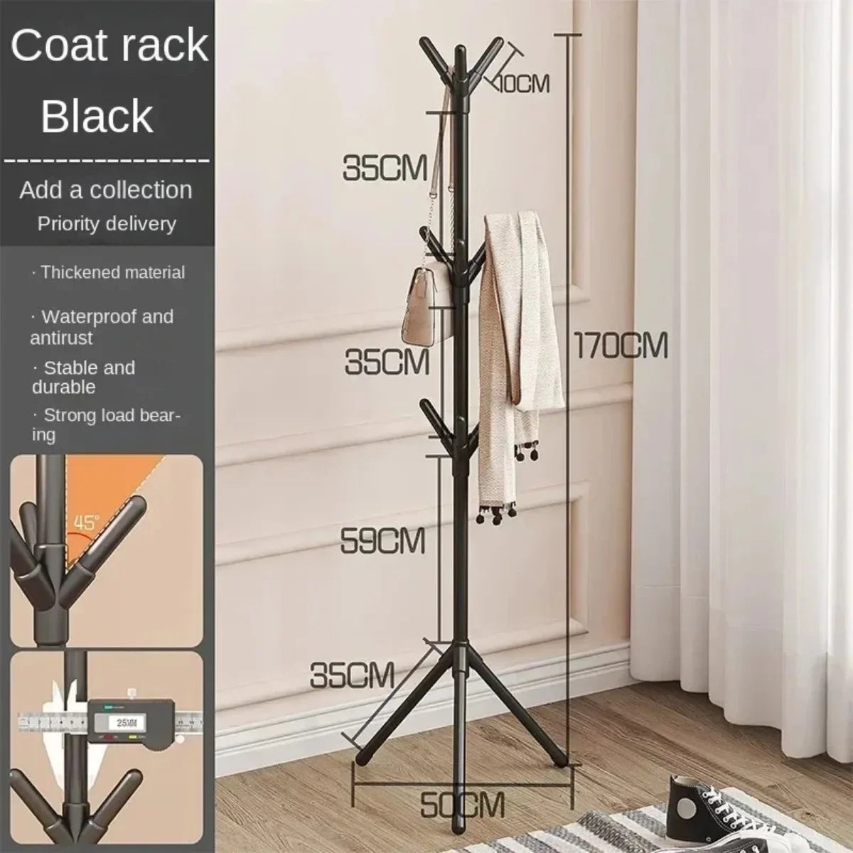 Perchero de Pie Vertical – Estilo Árbol, Para Ropa, Sombreros, Bolsos y Accesorios
