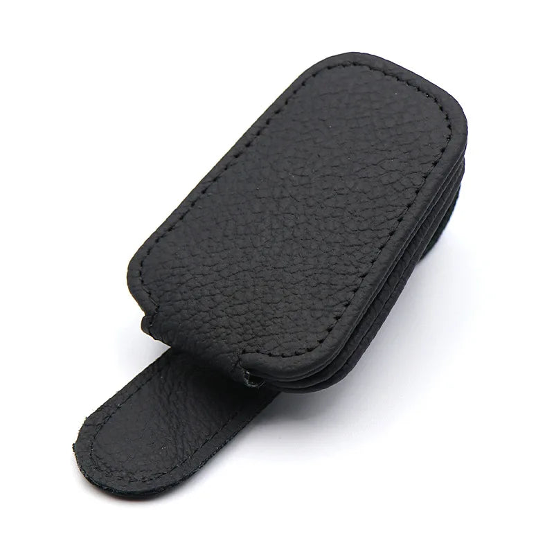 2PCS Porta Gafas de Sol Magnético para Parasol de Coche – Clip de Cuero con Soporte para Gafas y Tickets