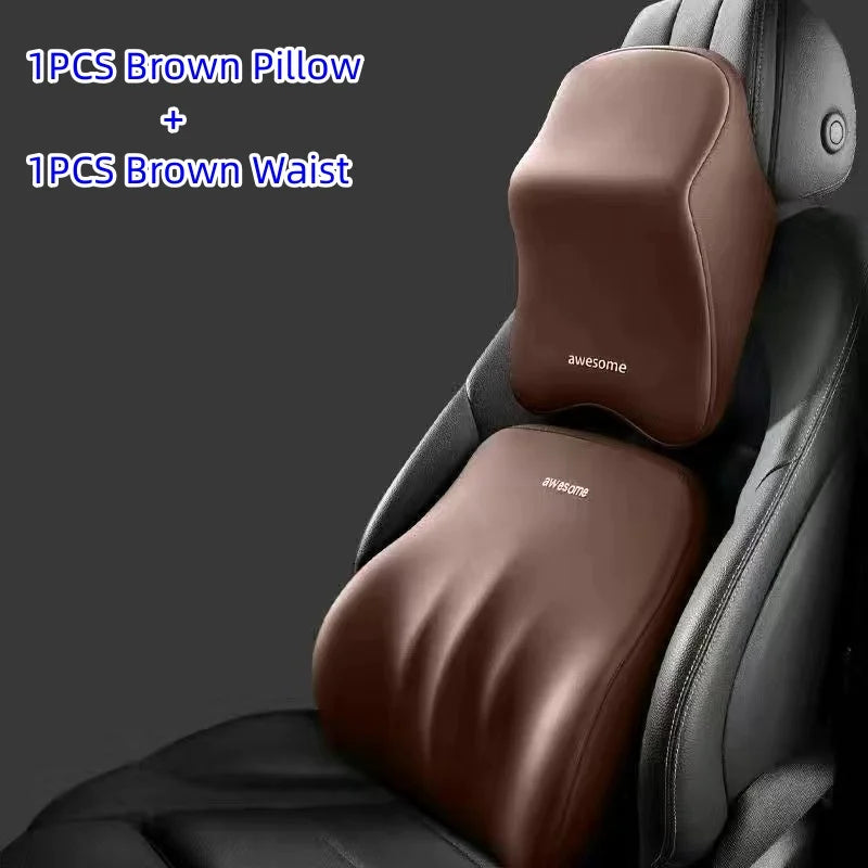 Cojín Lumbar y de Cuello para Coche en Memory Foam | Almohada Universal Ergonómica para Asiento con Soporte y Confort