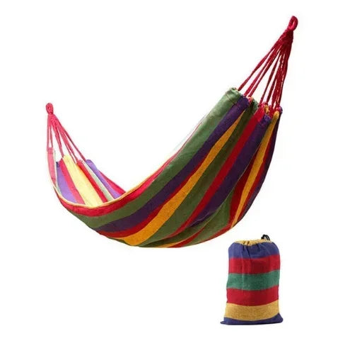 Hamaca Doble para 2 Personas de Algodón y Lona con Cuerdas para Árbol – Patio, Jardín, Terraza Interior y Exterior (Rojo, Azul)