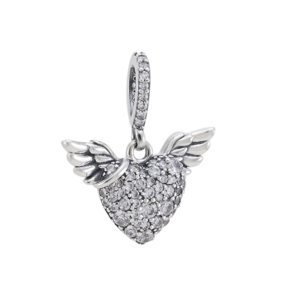 Charm Plata 925 Árbol de la Familia, Pluma, Copo de Nieve y Niño | Dijes Colgantes Compatibles con Pulseras Pandora