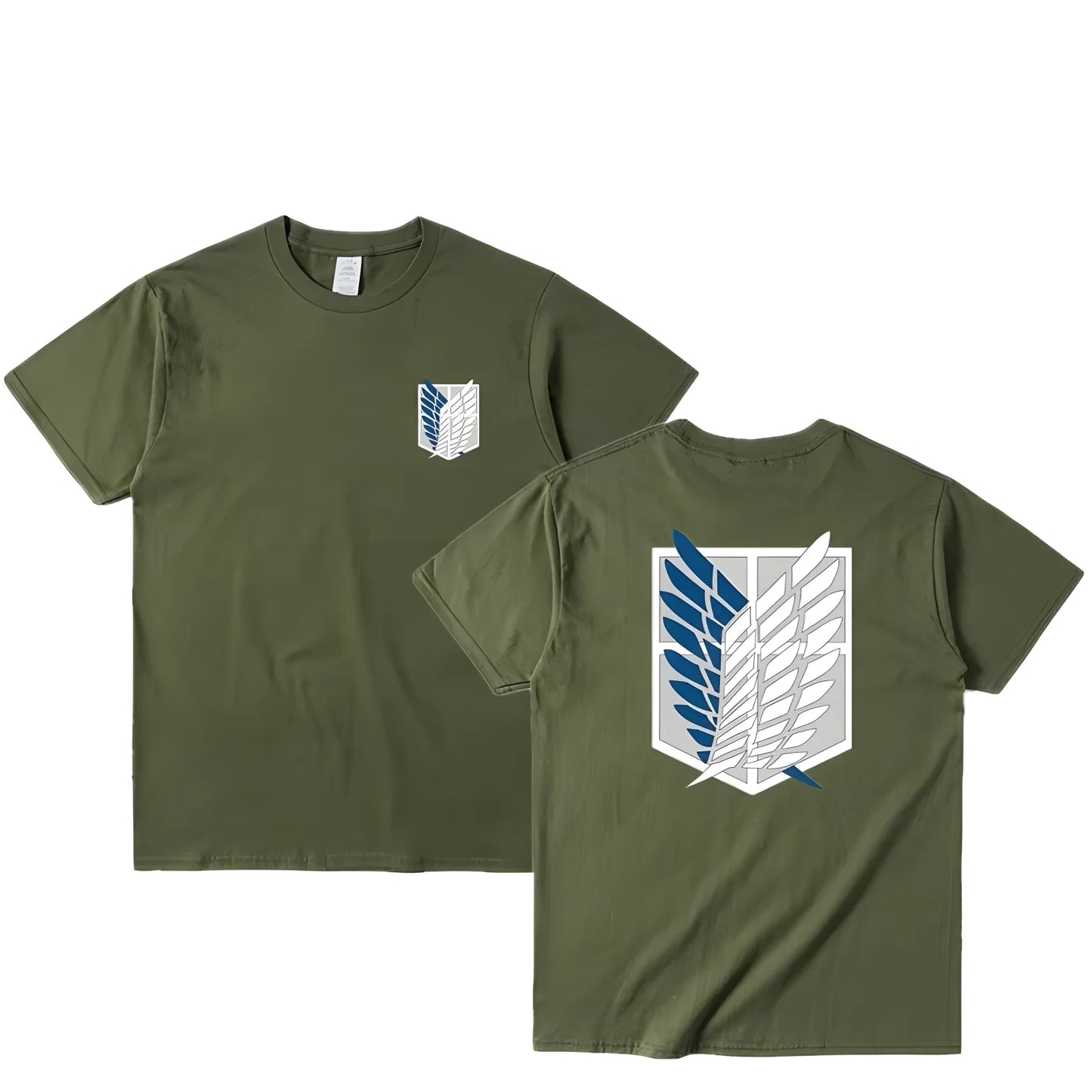 Camiseta Oversize Attack on Titan – T-shirt “Wings of Freedom” Mikasa & Eren, Algodón, Manga Corta, Cuello Redondo, Verano