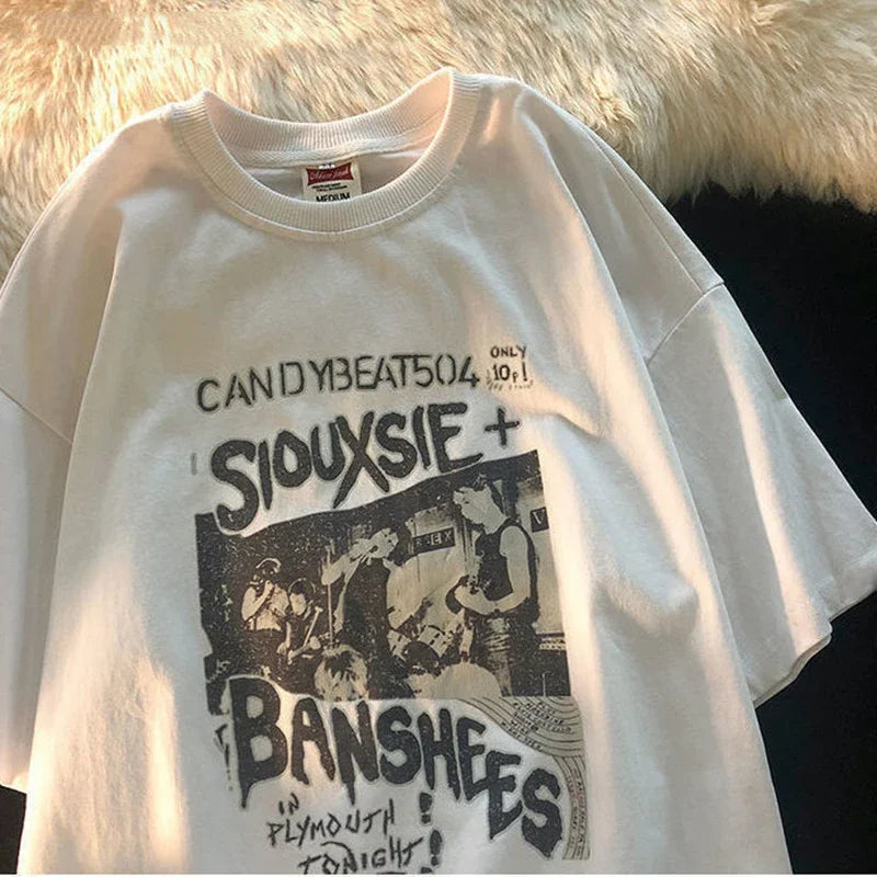Camiseta Oversize Mujer Vintage | Estilo Grunge Harajuku Y2K Streetwear