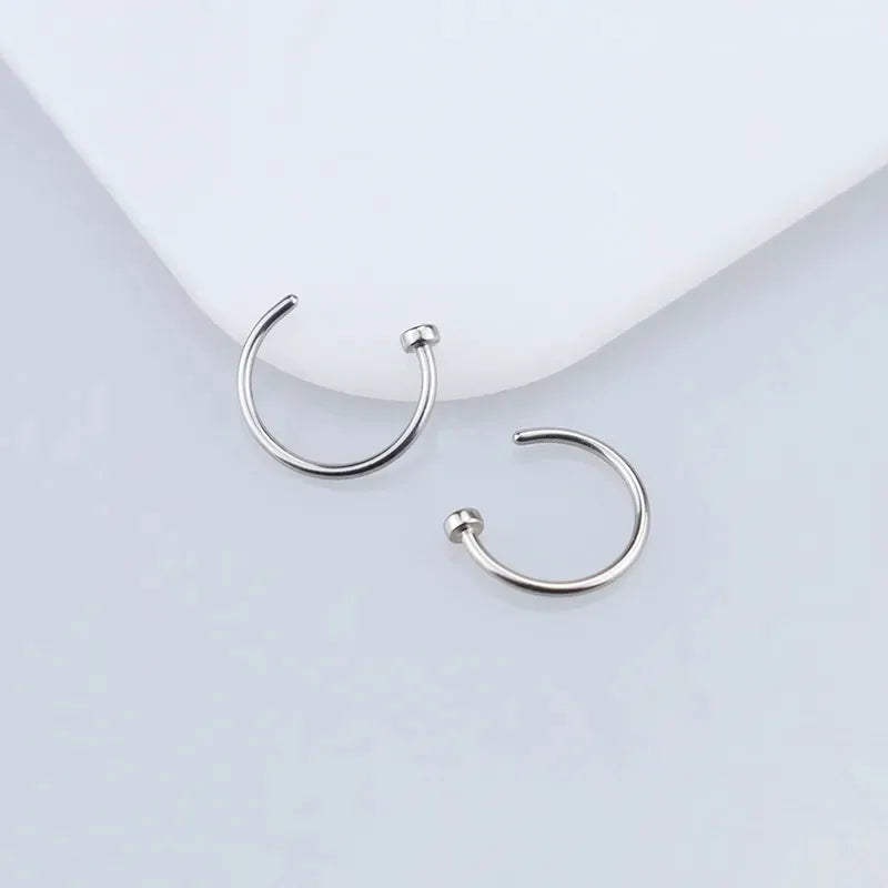 Set de 2/6 Piercings Falsos de Nariz y Labio – Aros de Acero Inoxidable 316L para Mujer