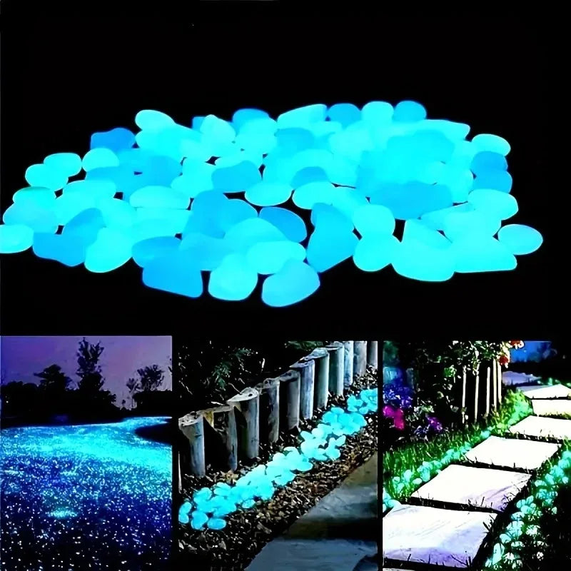 100 Piezas Piedras Luminosas Decorativas | Guijarros que Brillan en la Oscuridad para Jardín, Acuario y Terraza
