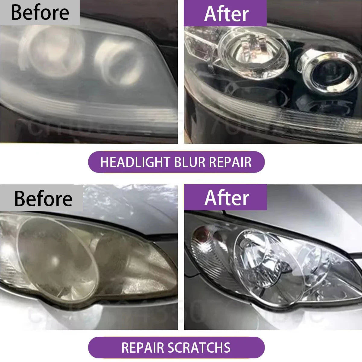 Kit de Restauración de Faros para Coche – Pulido y Reparación, Eliminación de Oxidación y Arañazos, Agente Renovador P8