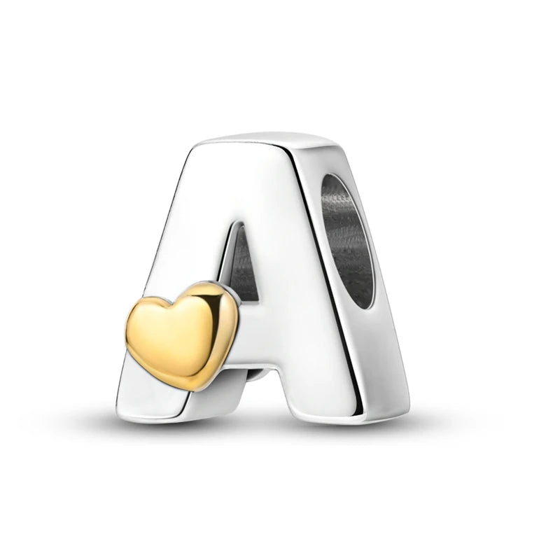 Charm letras alfabeto inglés de plata 925 – Colgante inicial A-Z para pulsera tipo Pandora, joyería DIY personalizada