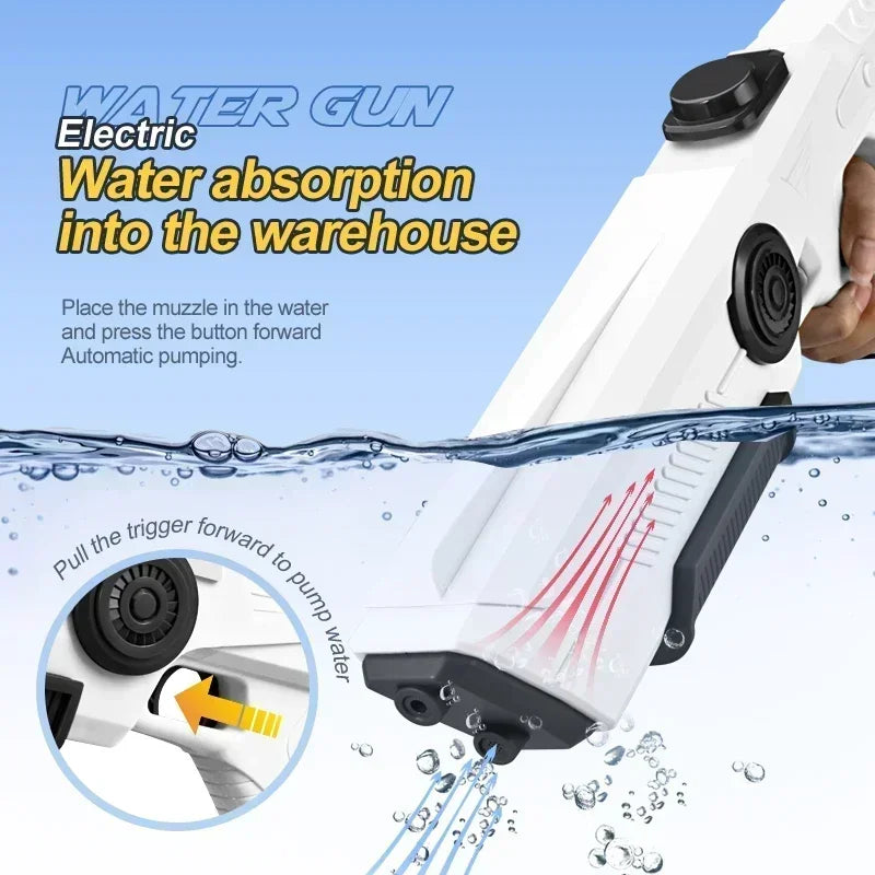 Pistola de Agua Automática Eléctrica – Juguete Portátil de Verano para Niños y Adultos | Diversión en Playa y Piscina