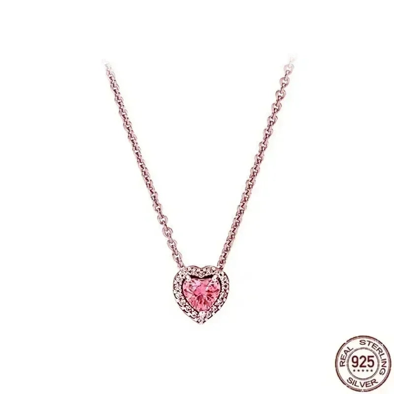 Collar colgante corazón redondo plata 925 – Dije clásico brillante compatible Pandora