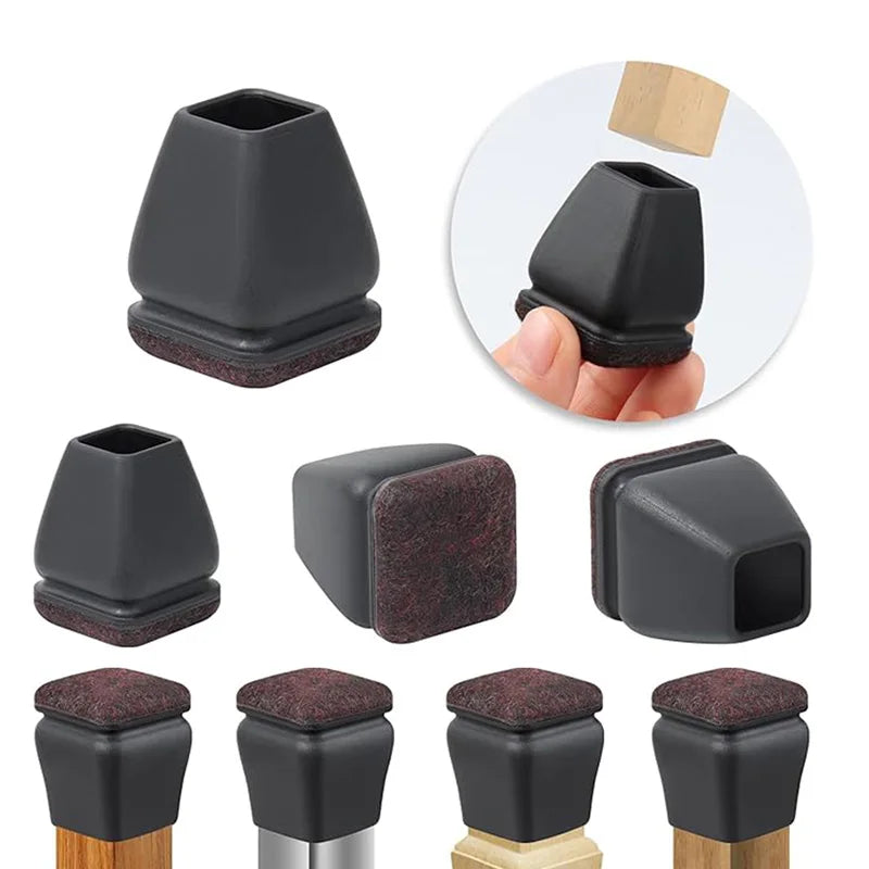 8PCS Protectores para Patas de Silla con Fieltro Grueso – Fundas de Silicona Antideslizantes para Muebles