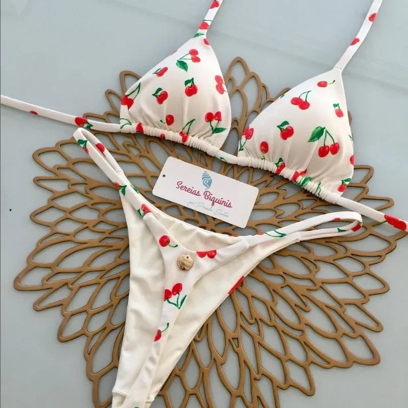 Bikini Sexy Mujer 2025 | Halter Lace-Up Y2K Playa y Piscina